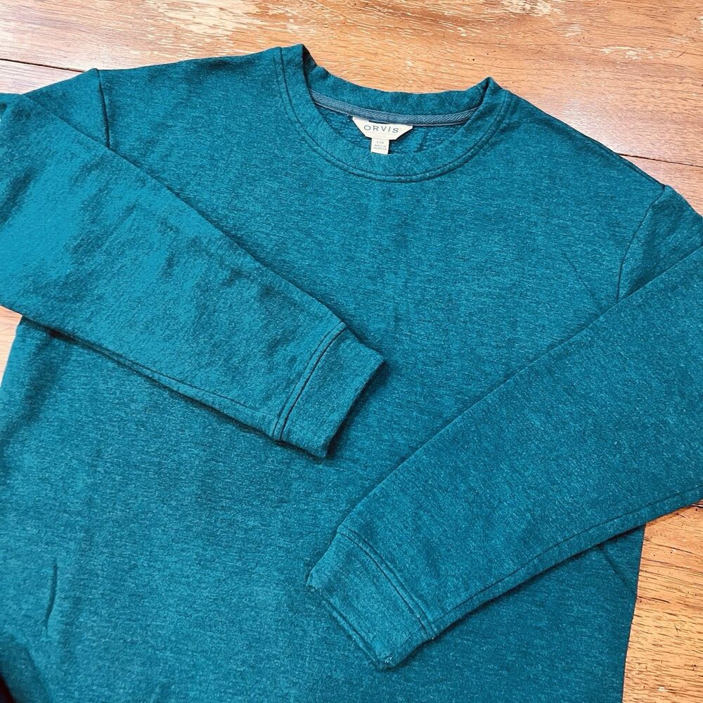 Orvis Classic Collection Sweatshirt Womens Size Large Teal Blue Crewneck Top